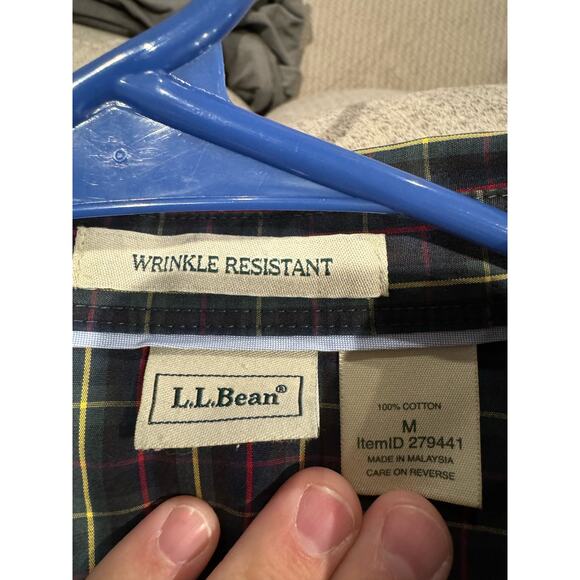 L.L. Bean Men's Size Medium Plaid Button-Down Dress Shirt Multicolor - Picture 3 of 4